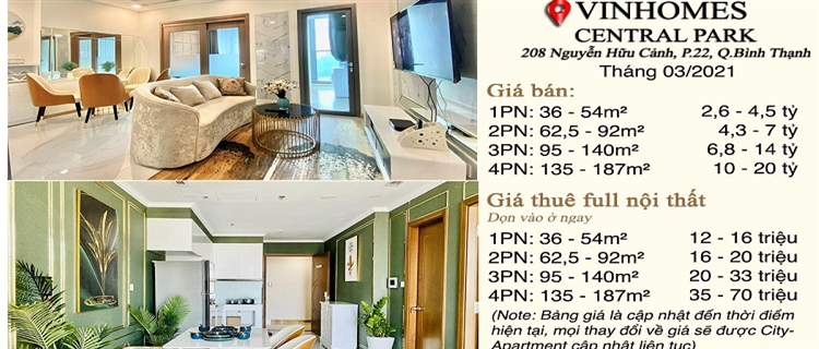 Ký gửi căn hộ Vinhomes central park